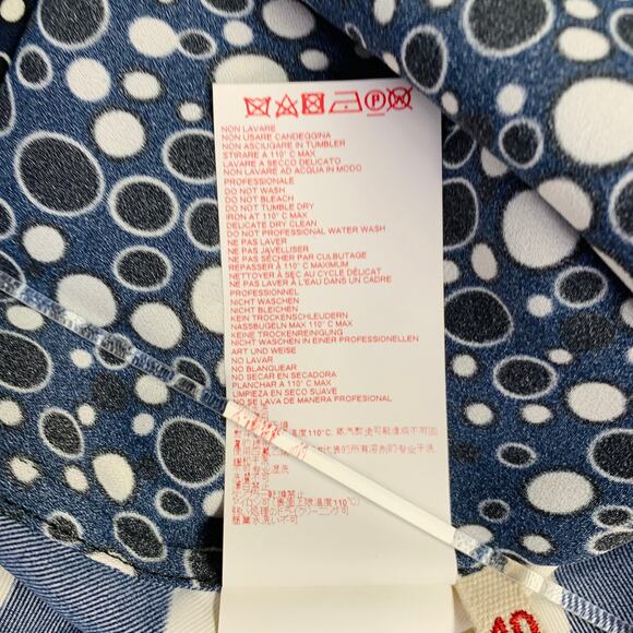 MARNI Size 4 Navy Black Viscose Circles Bow Blouse - Picture 7 of 9